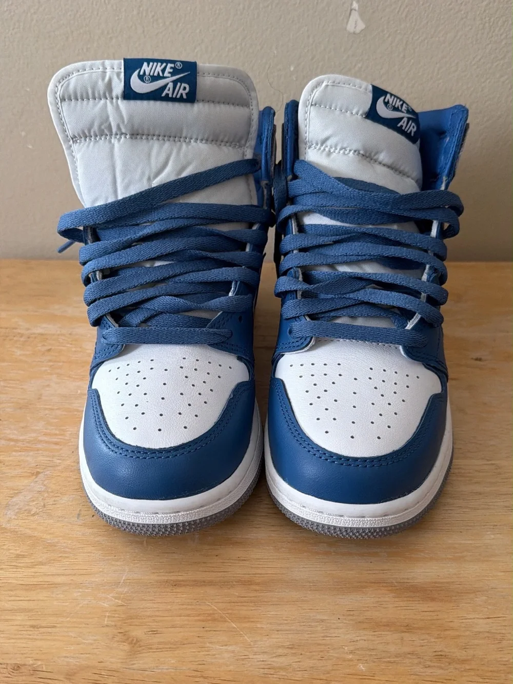 Nike Kids White and Blue High-Top Sneakers